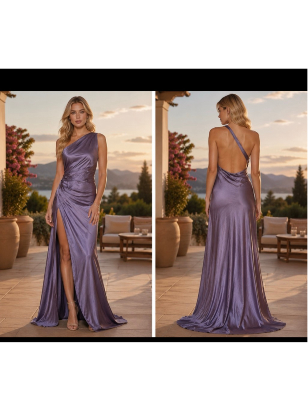 Women's OYS Purple One Shoulder Dress L
